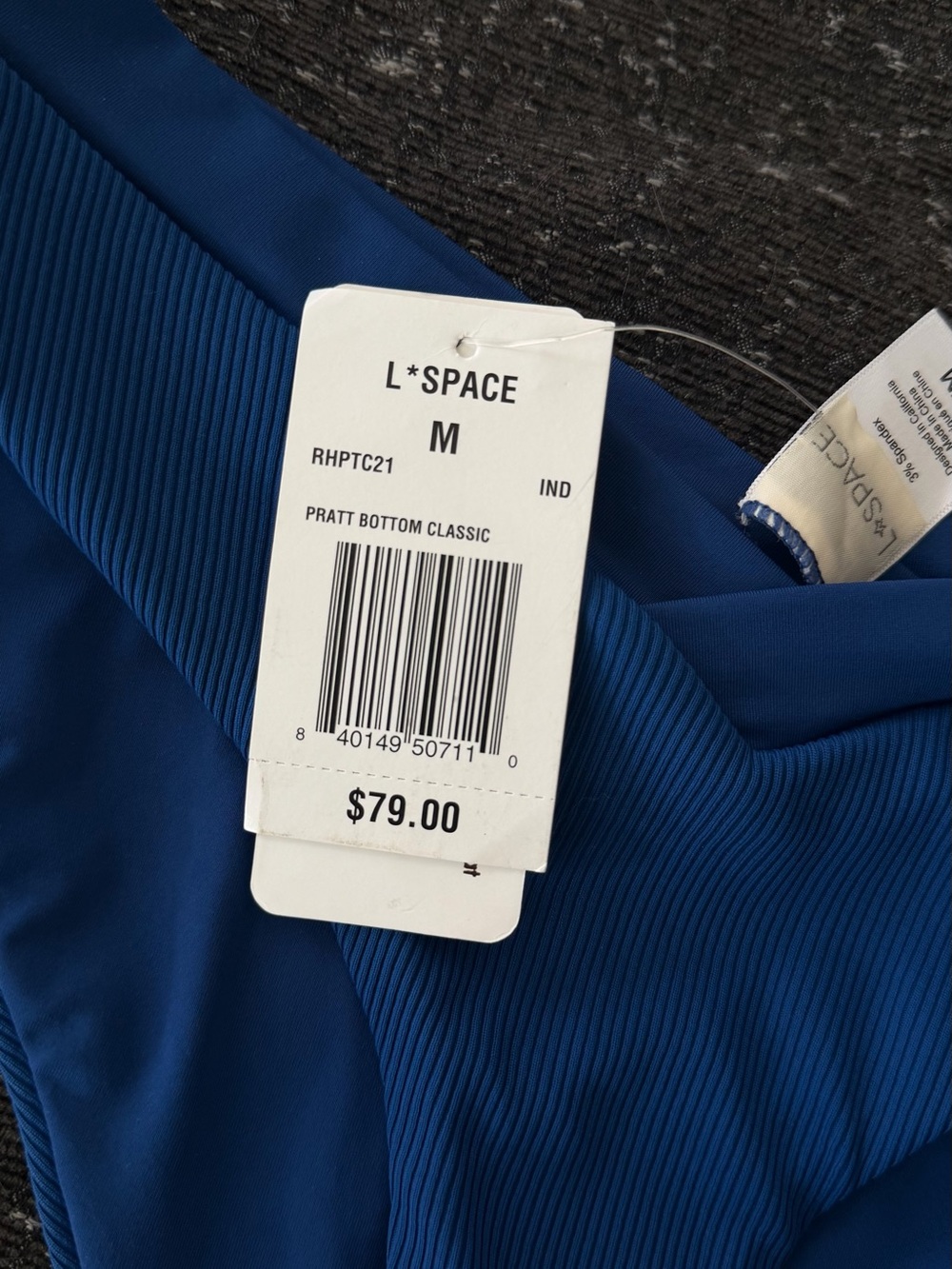 NWT L*Space Blue Ribbed Bikini Bottom - Picture 2 of 3